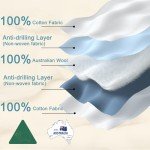 YOUR MOON Summer Lightweight Wool Comforter - Breathable & Thin Duvet Insert for Hot Sleepers, 100% Australian Wool Filling 100gsm with Pure Cotton Shell-Queen Size (White)