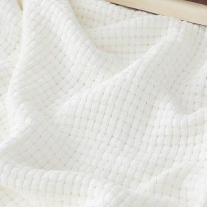 Bedsure 100% Cotton Blanket Twin XL Size for Bed - Breathable and Lightweight, Soft Cozy Basket Woven Blanket for Summer, White, 66x90 inches