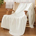 Bedsure 100% Cotton Blanket Twin XL Size for Bed - Breathable and Lightweight, Soft Cozy Basket Woven Blanket for Summer, White, 66x90 inches