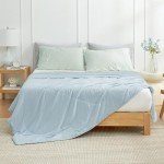 Cozy Bliss Cooling Comforter Queen Size, Cooling Blankets for Hot Sleepers and Night Sweats, Blue Summer Comforter for Queen Size Bed, Breathable Soft Lightweight Silk Smooth