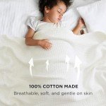 Bedsure 100% Cotton Blanket Twin XL Size for Bed - Breathable and Lightweight, Soft Cozy Basket Woven Blanket for Summer, White, 66x90 inches