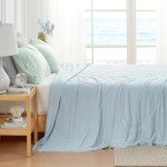 Cozy Bliss Cooling Comforter Queen Size, Cooling Blankets for Hot Sleepers and Night Sweats, Blue Summer Comforter for Queen Size Bed, Breathable Soft Lightweight Silk Smooth