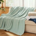 Bedsure 100% Cotton Blanket Twin XL Size for Bed - Breathable and Lightweight, Soft Cozy Basket Woven Blanket for Summer, White, 66x90 inches