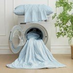 Cozy Bliss Cooling Comforter Queen Size, Cooling Blankets for Hot Sleepers and Night Sweats, Blue Summer Comforter for Queen Size Bed, Breathable Soft Lightweight Silk Smooth