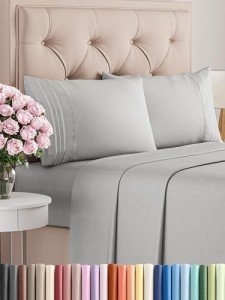 Queen Size 4 Piece Sheet Set - Comfy Breathable & Cooling Bed Sheets Set - Hotel Luxury Bedding for Women, Men, Kids & Teens - Deep Pockets, Easy-Fit, Soft and Wrinkle Free - Oeko-Tex - French Grey