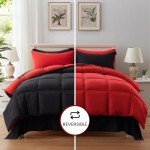Anluoer Full Size Comforter Sets 7 Pieces, Black Bed in a Bag Bedding Set with 1 Comforter, 2 Pillow Shams, 2 Pillowcases, 1 Flat Sheet, 1 Fitted Sheet
