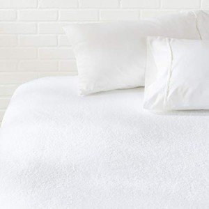 Amazon Basics Waterproof 18 inch Mattress Protector King Size, Breathable, Machine Washable, White