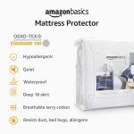Amazon Basics Waterproof 18 inch Mattress Protector King Size, Breathable, Machine Washable, White