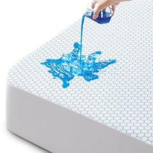 GROOSE Waterproof Mattress Protector King, Cooling Feel Fitted Sheet Elasticized Mattress Pad Cover 8"-21" Deep Pocket Mattress Cover with Elastic Rubber Band（K, 78"×80"）