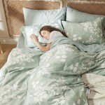 Bedsure Queen Comforter Set - 7 Pieces Floral Sage Green Soft Bedding Sets, Queen Bed in a Bag with Botanical Flowers Comforter, Sheets, Pillowcases & Shams