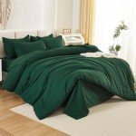 Litanika King Size Comforter Set Dark Emerald Green - 7 Pieces Bed in a Bag King Beddding Comforter Sets, Solid Lightweight Bed Set with Comforter, Sheets, Pillowcases & Shams