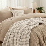 Bedsure King Comforter Set 5 Pieces - Bed in a Bag with Fleece Throw Blanket and Decorative Pillow, Lightweight Bedding Comforter Sets, All Season Bedding, Khaki