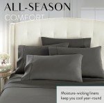 Danjor Linens Queen Size Bed Sheet Set, 6-Piece Hotel-Quality with 4 Pillowcases, Microfiber, Deep Pockets, Breathable, Cooling, Wrinkle-Free, Machine Washable, Gray