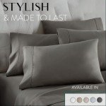 Danjor Linens Queen Size Bed Sheet Set, 6-Piece Hotel-Quality with 4 Pillowcases, Microfiber, Deep Pockets, Breathable, Cooling, Wrinkle-Free, Machine Washable, Gray