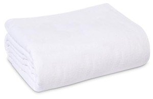Linteum Textile Cotton Blended Hospital Patient Bath Blanket, Bed Bath Sheet, Twin Blanket Lightweight Sheet Blankets 70x90 in, 1.75 lb. White