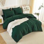 Litanika King Size Comforter Set Dark Emerald Green - 7 Pieces Bed in a Bag King Beddding Comforter Sets, Solid Lightweight Bed Set with Comforter, Sheets, Pillowcases & Shams