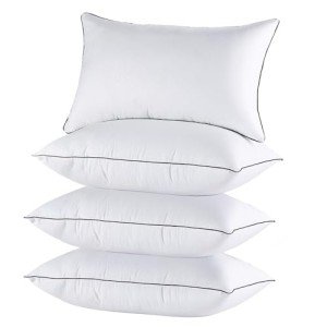 JOLLYVOGUE Pillows Queen Size Set of 4 for Sleeping, Soft and Supportive Bed Pillow with Down Alternative Filling for Side and Back Sleepers, Hotel Collection, 30x20 Inches