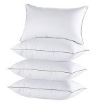 JOLLYVOGUE Pillows Queen Size Set of 4 for Sleeping, Soft and Supportive Bed Pillow with Down Alternative Filling for Side and Back Sleepers, Hotel Collection, 30x20 Inches
