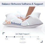 JOLLYVOGUE Pillows Queen Size Set of 4 for Sleeping, Soft and Supportive Bed Pillow with Down Alternative Filling for Side and Back Sleepers, Hotel Collection, 30x20 Inches