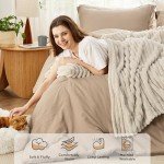 Bedsure King Comforter Set 5 Pieces - Bed in a Bag with Fleece Throw Blanket and Decorative Pillow, Lightweight Bedding Comforter Sets, All Season Bedding, Khaki