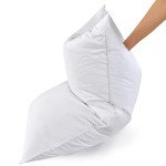 Three Geese White Goose Feather Polyester Bed Pillows Queen/Standard Size Set of 2- Soft 600 Thread Count 100% Cotton, Medium Firm,Soft Support Surround Fill Polyfiber,White Solid