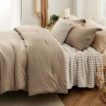 Bedsure King Comforter Set 5 Pieces - Bed in a Bag with Fleece Throw Blanket and Decorative Pillow, Lightweight Bedding Comforter Sets, All Season Bedding, Khaki