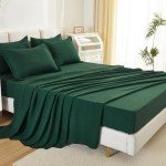Litanika King Size Comforter Set Dark Emerald Green - 7 Pieces Bed in a Bag King Beddding Comforter Sets, Solid Lightweight Bed Set with Comforter, Sheets, Pillowcases & Shams