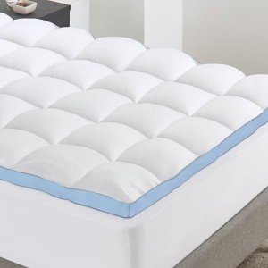 California Design Den Queen Mattress Topper, Thick Cooling Pillow Top Mattress Topper Queen for Restful Sleep, 900 GSM Fill, Breathable & Gentle on Skin