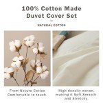 EMME White Cotton Duvet Cover Queen Size 3-Piece Set Soft Cotton Bedding Comforter Cover Full Size with 2 Pillow Shams Solid Color (White, Full/Queen)