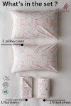 Luxape Elegant Bow Bedding Sheets Set – 1 Flat Sheet - 1 Fitted Sheet - 2 Pillowcovers - Coquette Aesthetic, Pink - Soft, Breathable & Cozy Sheet - Bow Girly - Bow Decor (Pink Bows, Twin)