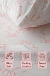 Luxape Elegant Bow Bedding Sheets Set – 1 Flat Sheet - 1 Fitted Sheet - 2 Pillowcovers - Coquette Aesthetic, Pink - Soft, Breathable & Cozy Sheet - Bow Girly - Bow Decor (Pink Bows, Twin)