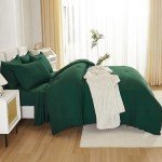 Litanika King Size Comforter Set Dark Emerald Green - 7 Pieces Bed in a Bag King Beddding Comforter Sets, Solid Lightweight Bed Set with Comforter, Sheets, Pillowcases & Shams