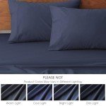 HYPREST Extra Deep Pocket King Sheet Sets Fits 18"-24" in Deep Mattress -100% Cotton King Sheet Set,Navy Blue Sheets Soft Wrinkle Free Cooling Sheet Sets for King Bed Deep Pocket