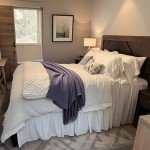 Simple&Opulence 100% Linen Duvet Cover Set, 3 PCS Natural French Flax White Ruffle Duvet Cover Queen Size, Breathable Comfy Linen Bedding Comforter Cover with 2 Pillowcases (White, 88" X 92")