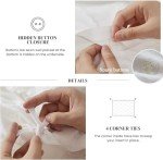 Simple&Opulence 100% Linen Duvet Cover Set, 3 PCS Natural French Flax White Ruffle Duvet Cover Queen Size, Breathable Comfy Linen Bedding Comforter Cover with 2 Pillowcases (White, 88" X 92")