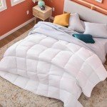 Linenspa Comforter Duvet Insert Cal King White Down Alternative All Season Microfiber-Cal King Size - Box Stitched