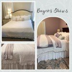 Simple&Opulence 100% Linen Duvet Cover Set, 3 PCS Natural French Flax White Ruffle Duvet Cover Queen Size, Breathable Comfy Linen Bedding Comforter Cover with 2 Pillowcases (White, 88" X 92")