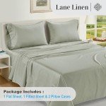 LANE LINEN 100% Egyptian Cotton Bed Sheets 1000 TC sábanas Queen, Soft & Comfy Luxury Hotel Like Thick Bedding Sheets & Pillowcase Set, Machine Wash Cooling 16'' Queen Deep Pocket Sheet Set Mineral