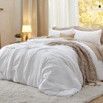 Bedsure Queen Size Comforter Set, White Soft Prewashed Bedding for All Seasons, 3 Pieces GentleSoft™ Warm Down Alternative Bed Set, 1 Lightweight Comforter (90"x90") and 2 Pillowcases (20"x26")