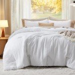 Bedsure Queen Size Comforter Set, White Soft Prewashed Bedding for All Seasons, 3 Pieces GentleSoft™ Warm Down Alternative Bed Set, 1 Lightweight Comforter (90"x90") and 2 Pillowcases (20"x26")