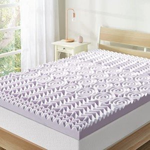 Mellow 3 Inch 5-Zone Memory Foam Mattress Topper, Soothing Lavender Infusion, Dorm Essentials, Twin