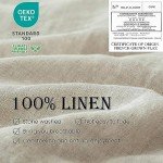 Simple&Opulence 100% Linen Duvet Cover Set 3pcs Basic Style Natural French Washed Flax Solid Color Soft Breathable Farmhouse Bedding with Button Closure - Linen, King