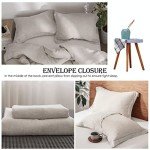 Simple&Opulence 100% Linen Duvet Cover Set 3pcs Basic Style Natural French Washed Flax Solid Color Soft Breathable Farmhouse Bedding with Button Closure - Linen, King