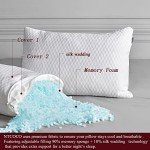 NTCOCO 2 Pillows, Shredded Memory Foam Bed Pillows for Sleeping, with Washable Removable Cooling Hypoallergenic Sleep Pillow for Back and Side Sleeper, Queen (2-Pack)