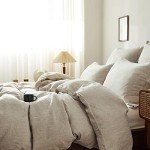 Simple&Opulence 100% Linen Duvet Cover Set 3pcs Basic Style Natural French Washed Flax Solid Color Soft Breathable Farmhouse Bedding with Button Closure - Linen, King