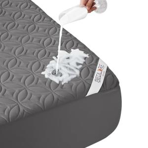 BEDLORE Waterproof Mattress Protector, King Size Mattress Pad with Deep Pocket 6"-18" Depth, Soft Noiseless Dirt-Proof Bed Mattress Cover Washable for Home, Bedroom, Hotel (Gray)