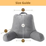 Sasttie Reading Pillows for Sitting in Bed Adult, Velvet Back Pillow Bed Sitting Up, Back-Rest Support Cushion for Sit Up on Couch, Sofa, and Floor, Dorm Essentials, Oeko-Tex Certified, Dark Grey