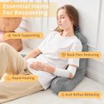 Sasttie Reading Pillows for Sitting in Bed Adult, Velvet Back Pillow Bed Sitting Up, Back-Rest Support Cushion for Sit Up on Couch, Sofa, and Floor, Dorm Essentials, Oeko-Tex Certified, Dark Grey