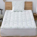 Ultra Soft Full Size Mattress Topper - Viscose Made from Bamboo Pillow Top Mattress Pad for Back Pain Relief - Naturally Cooling for Hot Sleepers, Green