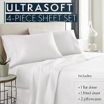 HC COLLECTION Bed Sheets Full Size Set, Hotel Luxury Platinum 1800 Series Brushed Microfiber Sheet w/Pillow Cases, Ultra Soft Lightweight 4 Pcs Bedding for Hot Sleepers Men Women Teens, White